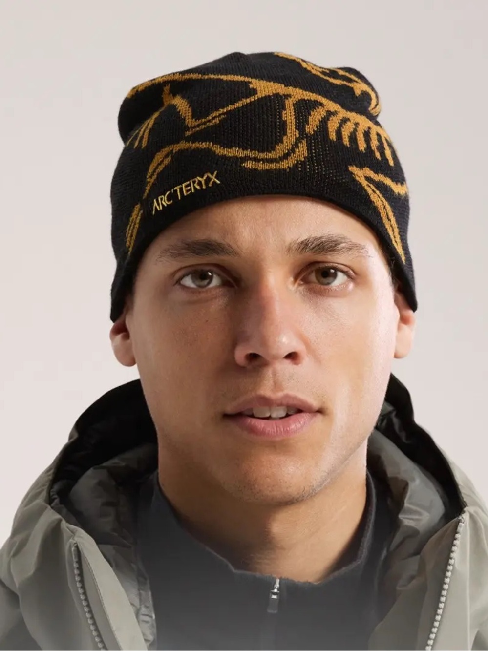 Arc'teryx Black and Gold Logo Knit Beanie